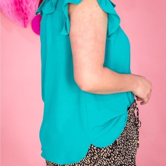 Blue Ruffle Top - Picture 3 of 5